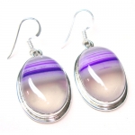 Pure silver chalcedony one stone earrings